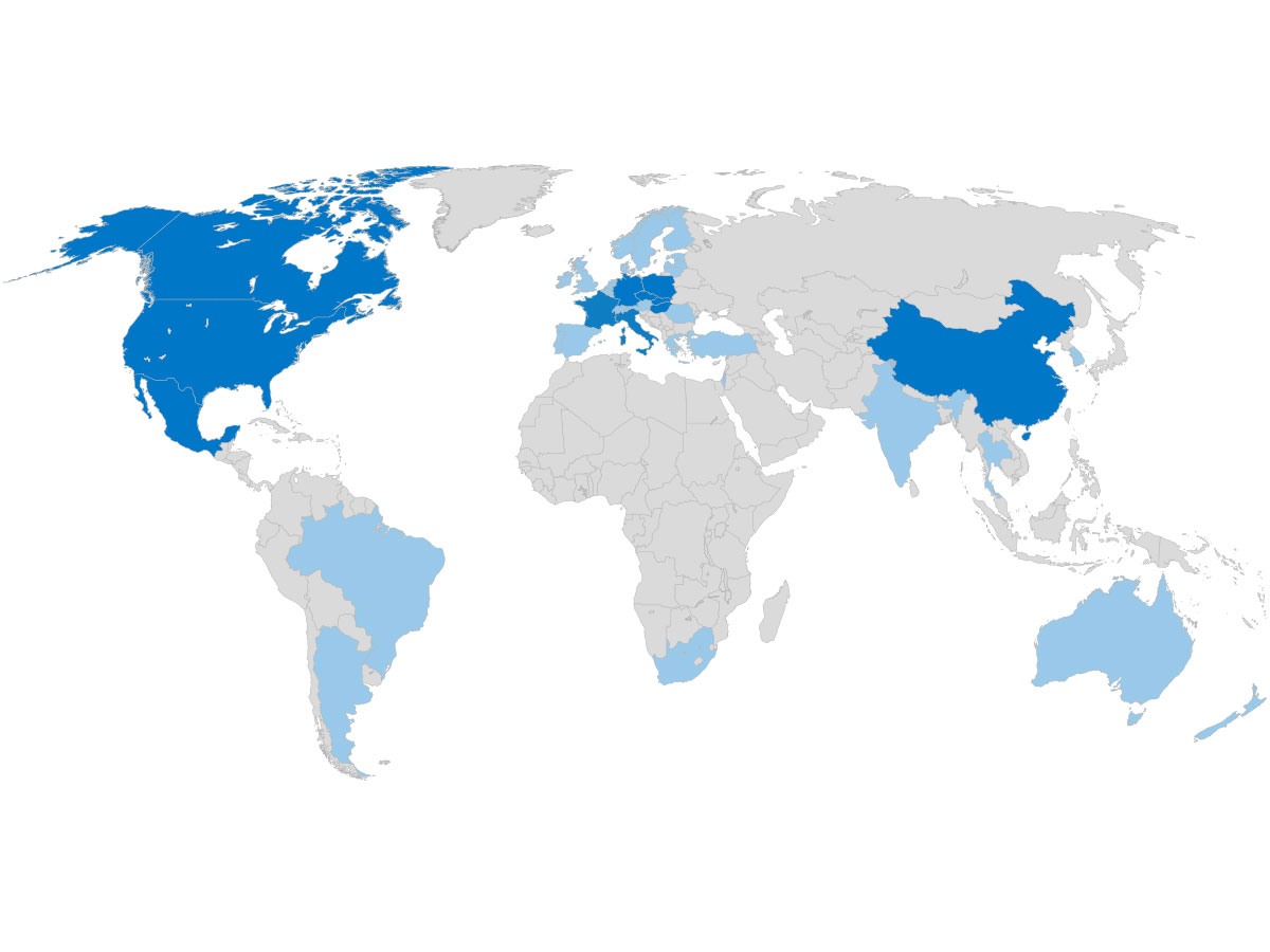 Mapa světa šroubovacích strojů WEBER